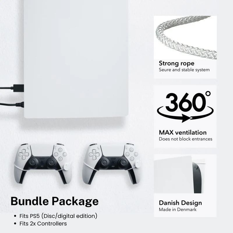 Wall Mount PS5 Bundle (Console and Controller) - white