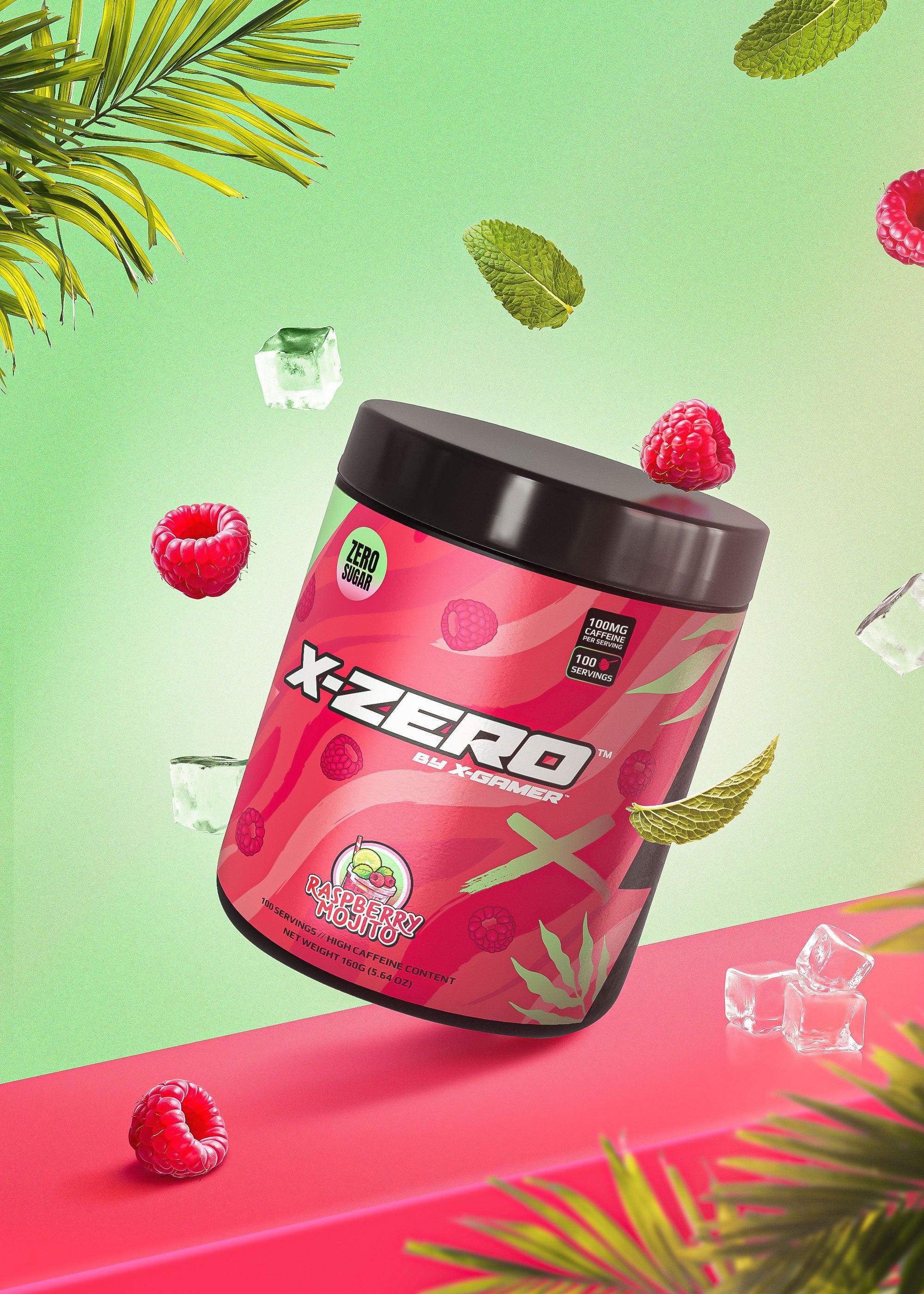 X-Gamer Gaming Booster - X-Zero Himbeer Mojito Geschmack - 100 Portionen (160gr) - Gamingstuff.ch