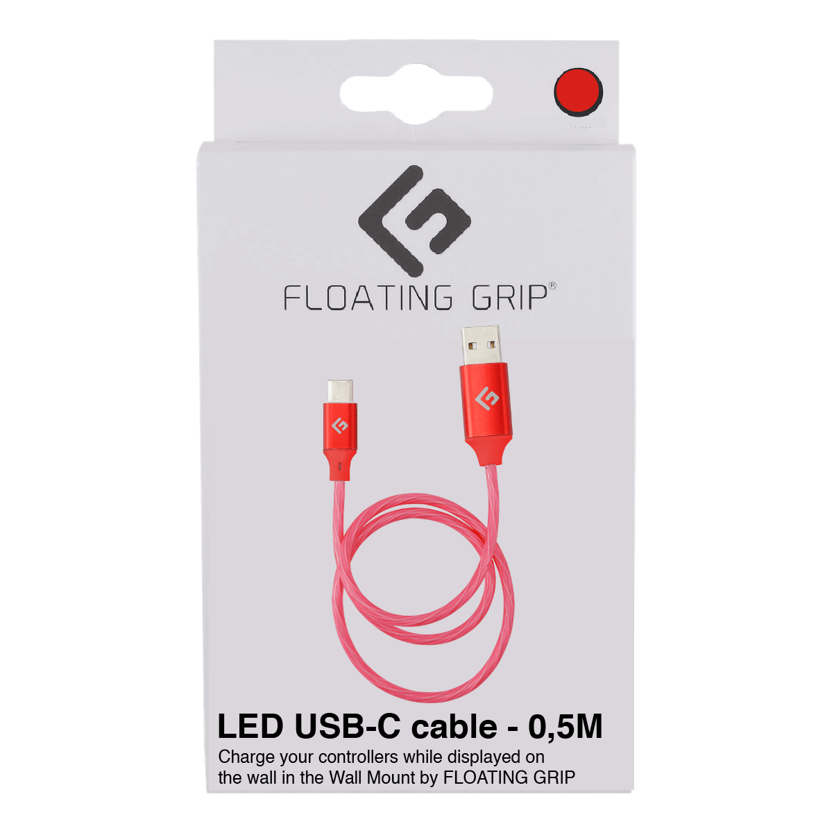 LED USB-C Kabel 0.5m -  Rot - Gamingstuff.ch