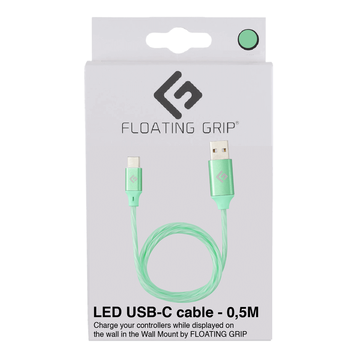 LED USB-C Kabel 0.5m -  Grün - Gamingstuff.ch