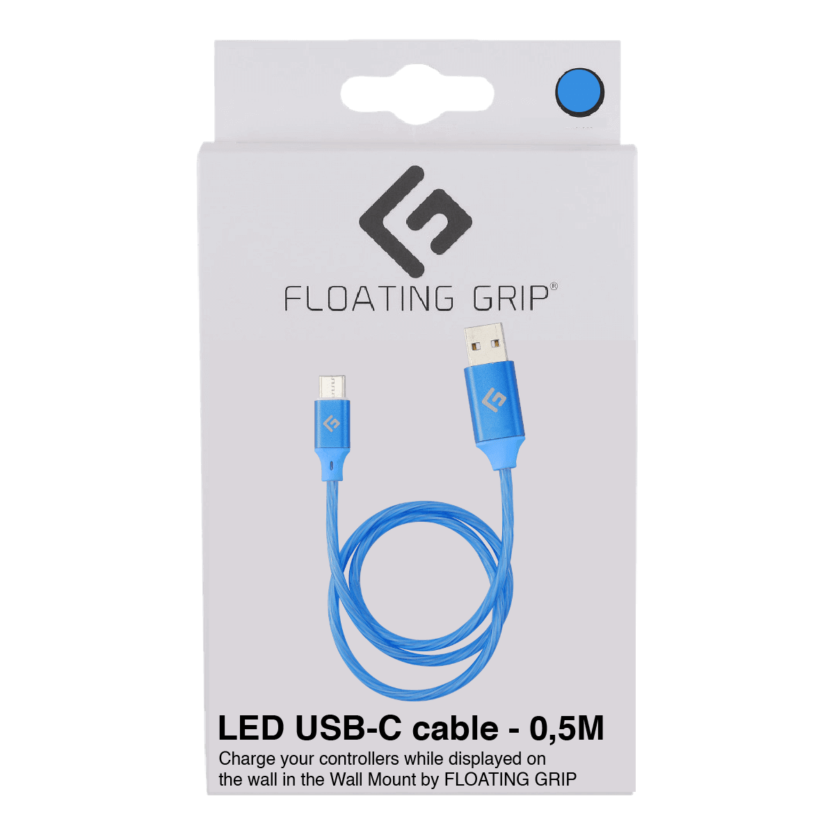 USB C Kabel LED 0.5m - blau - Gamingstuff.ch