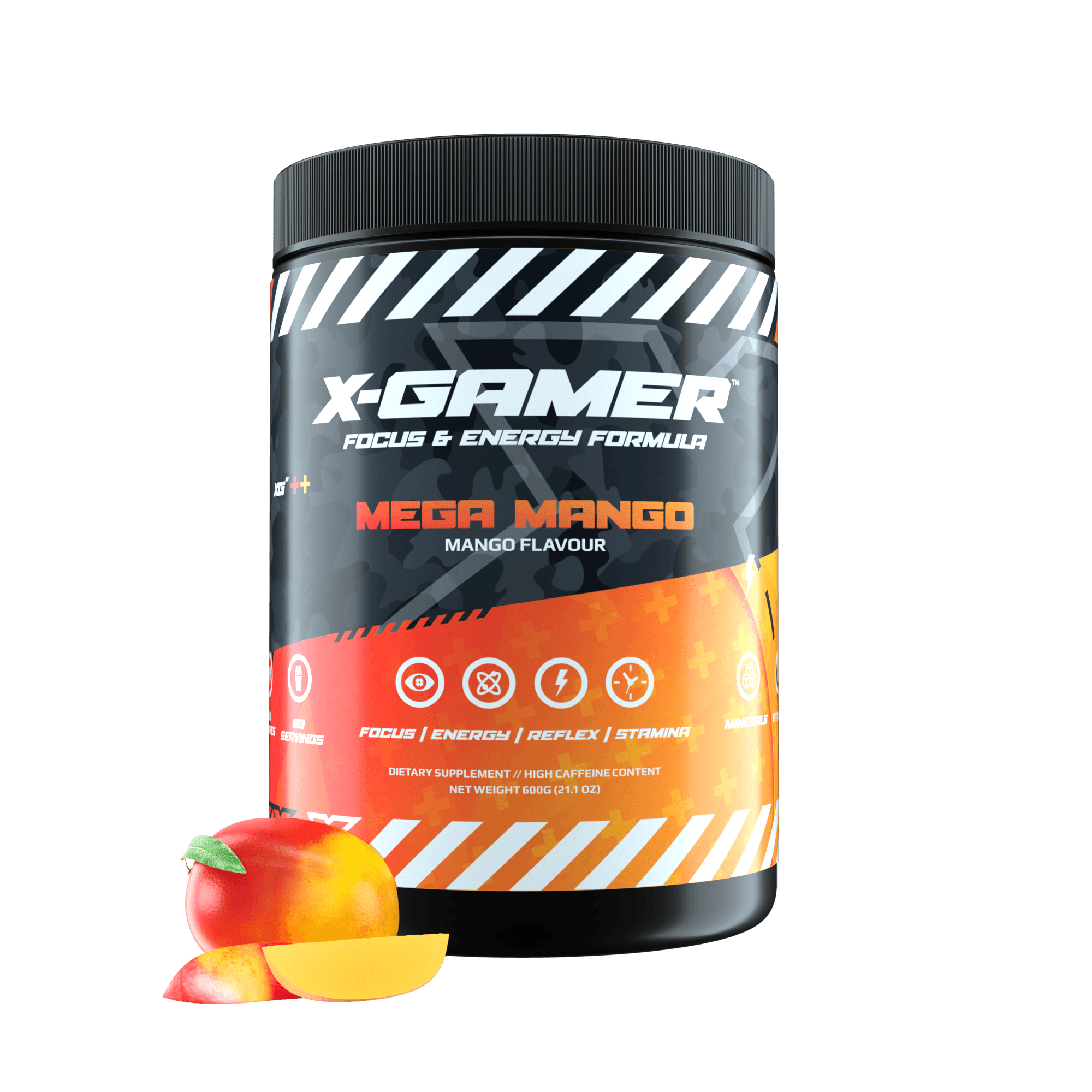 X-Gamer Gaming Booster - Mango Geschmack - 60 Portionen (600gr) - Gamingstuff.ch